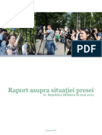 Raport Asupra Situatiei Presei in Republica Moldova in 2012