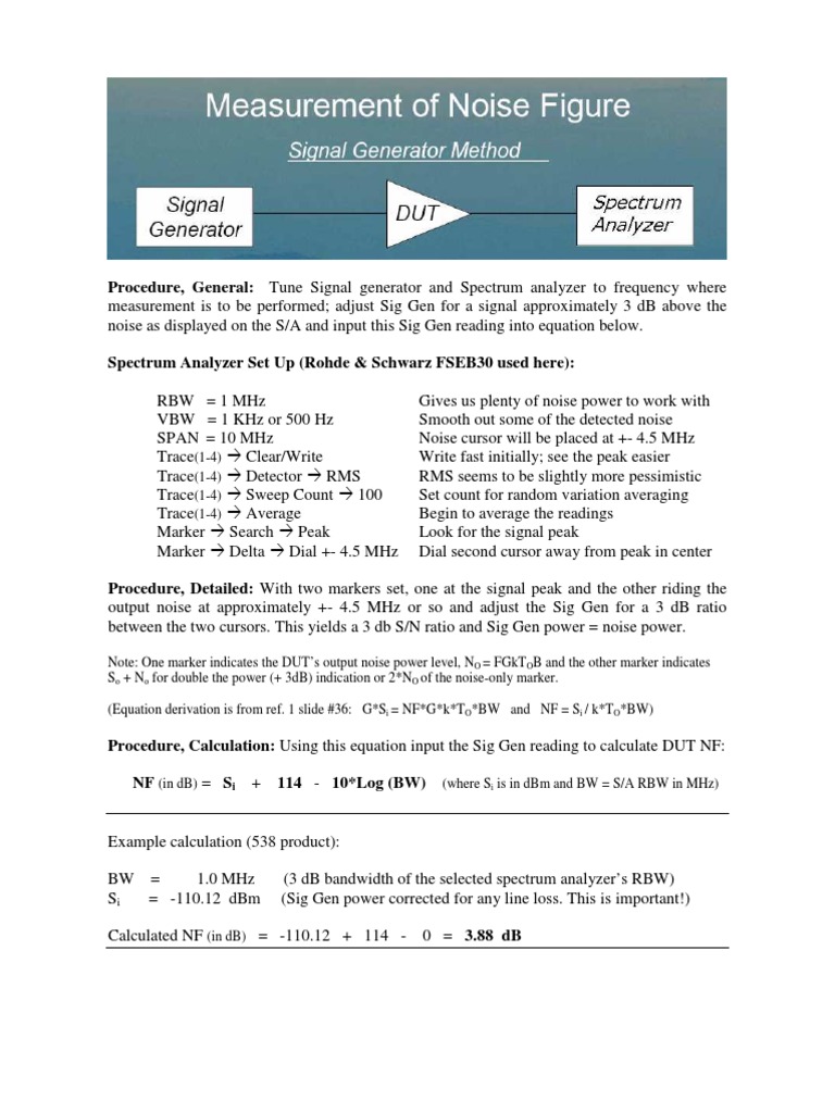 Measuring Noise Figure with Spectrum Analyzer | PDF | Decibel | Signal ...