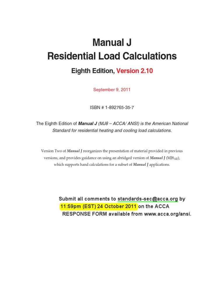 Acca Ansi Manual J Calculator