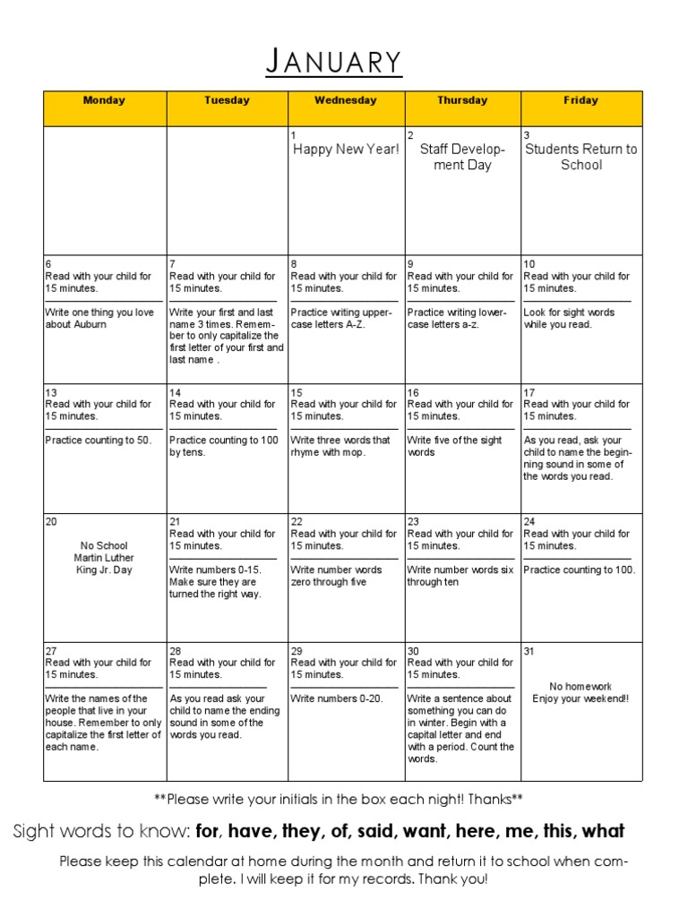 January Homework | PDF | Letter Case | Homework