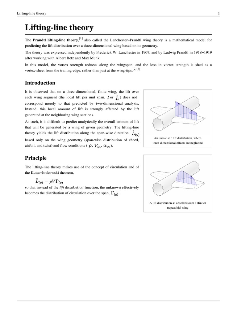 Prandtl's Lifting-Line Theory Explained | PDF | Lift (Force) | Aerodynamics