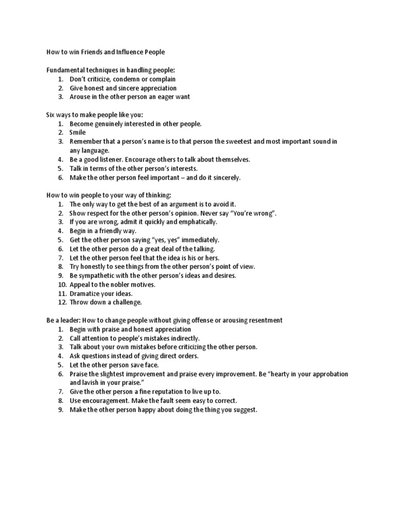 How To Win Friends and Influence People Notes