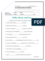 With, About, and For.: Verb With Preposition Worksheet