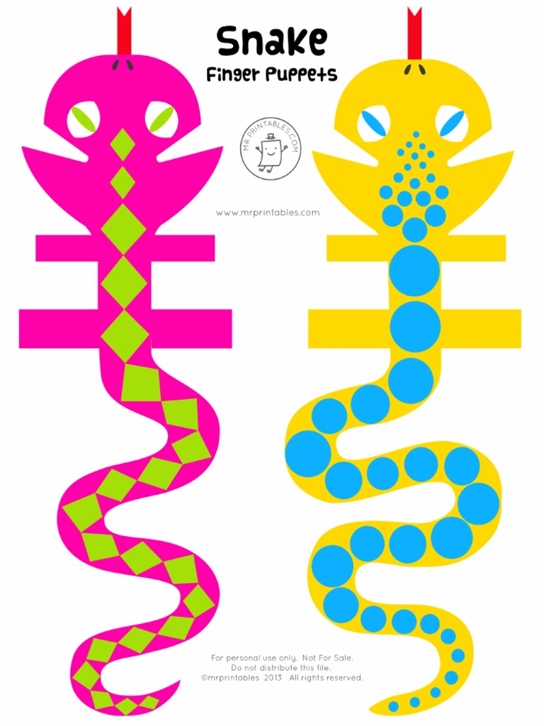 Mrprintables Snake Finger Puppets