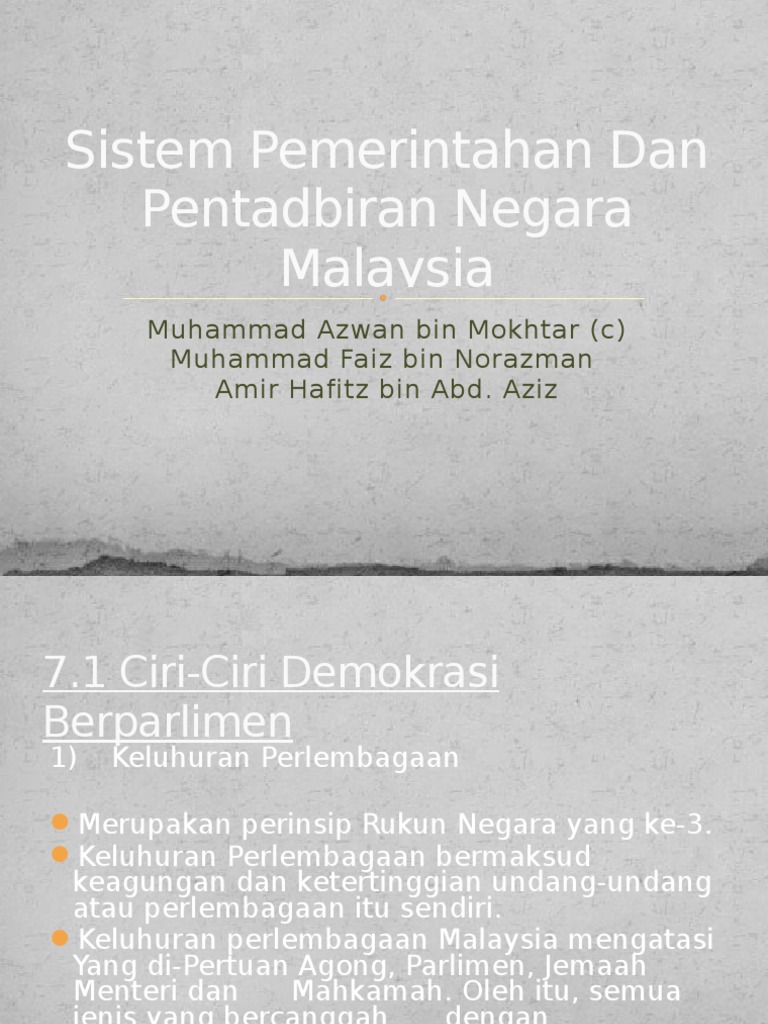 Sistem Pemerintahan Dan Pentadbiran Negara Malaysia