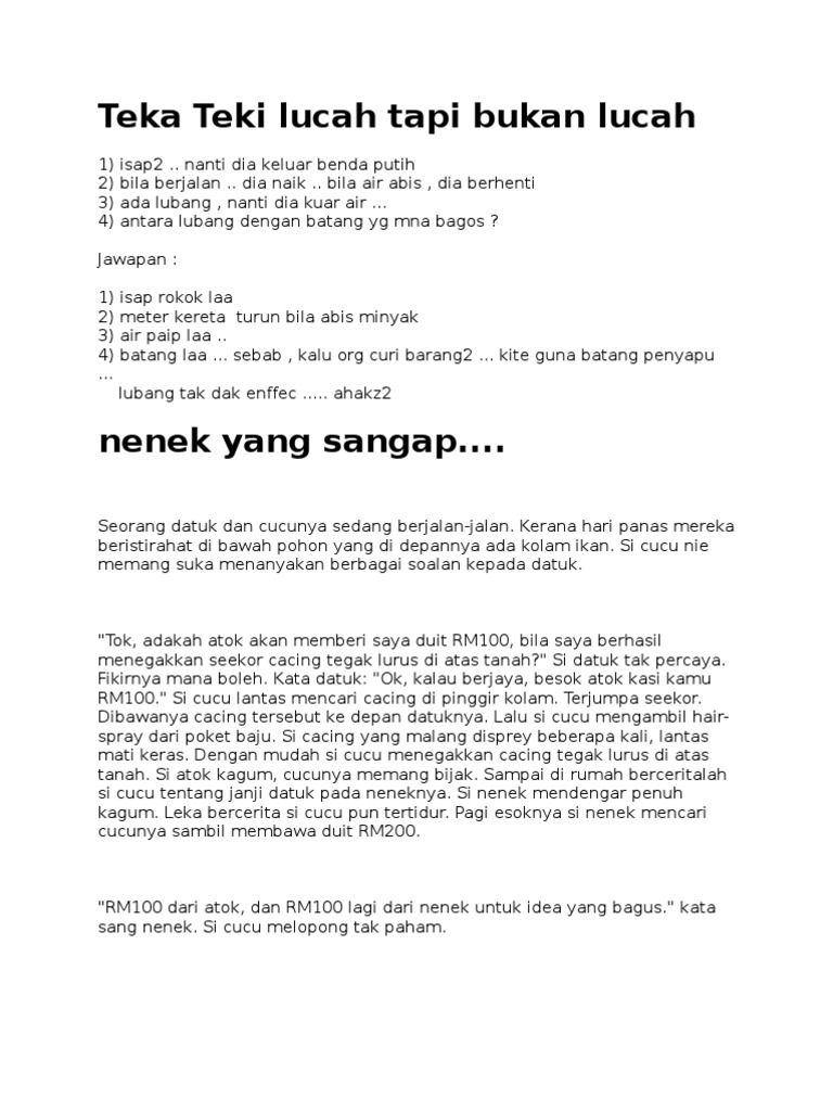 Teka Teki Lucah Tapi Bukan Lucah Pdf