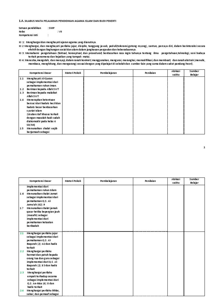 Silabus Smp Kurikulum 2013