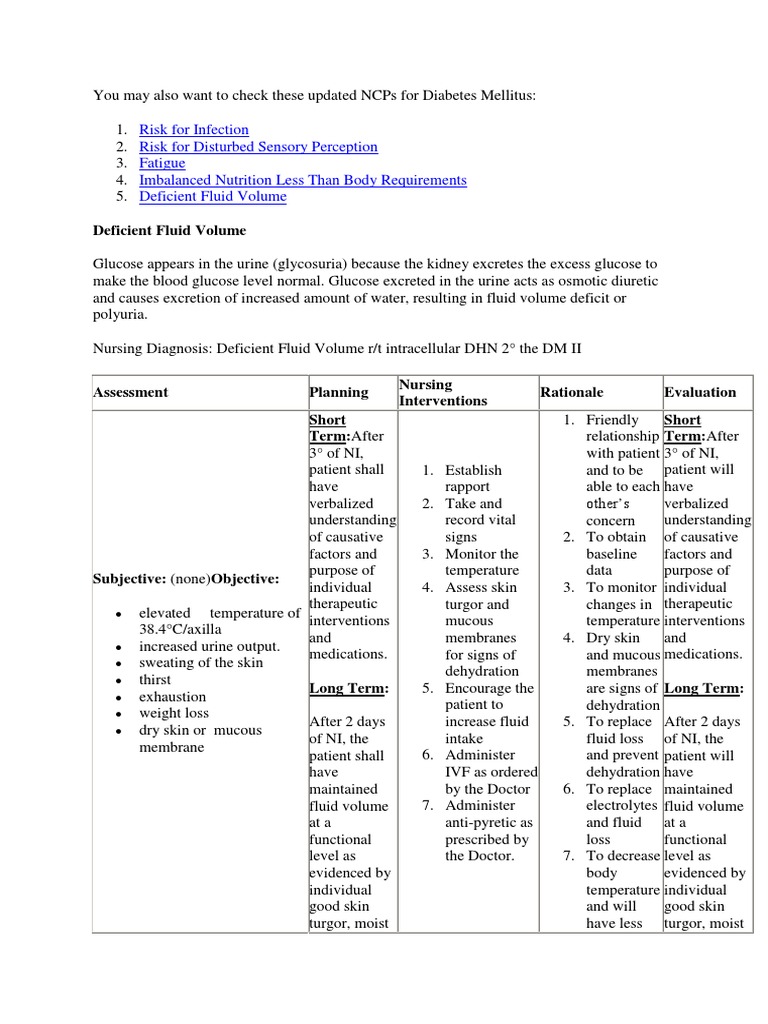 Nursing Care Plan for Type 2 Diabetes | PDF | Diabetes Mellitus | Insulin