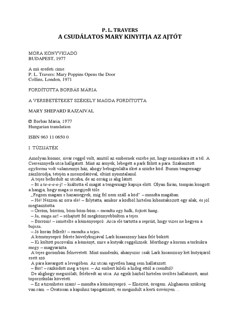 Pamela Lyndon Travers = A csudálatos Mary kinyitja az ajtót | PDF