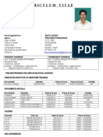 Curriculum Vitae: Post Applied For: Deck Cadet Name: Praveen Panduram