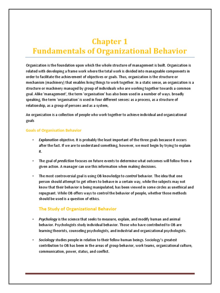 Fundamentals of Organizational Behavior | PDF | Behaviorism ...