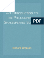 An Introduction To The Philosophy of Shakespeares Sonnets by Richard Simpson