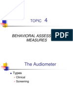 Topic: Behavioral Assessment Measures