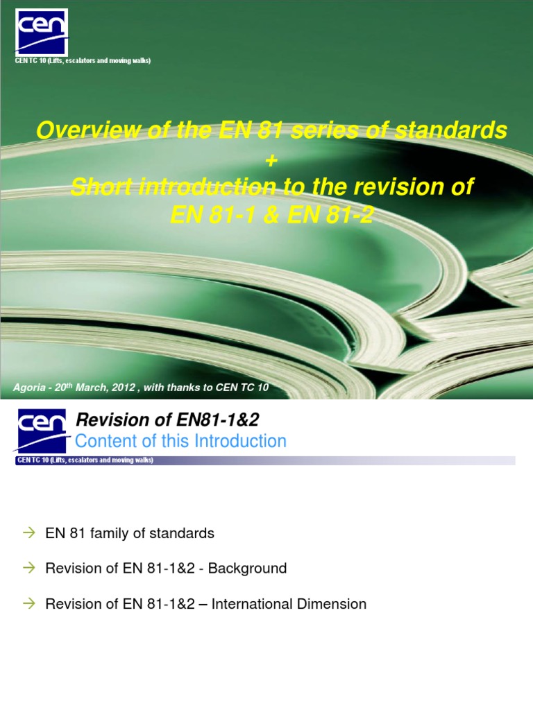 EN 81 Elevator Standards Overview | PDF | Elevator | International ...