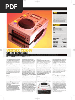 Vestax CDR 07 | PDF | Compact Disc | Disc Jockey