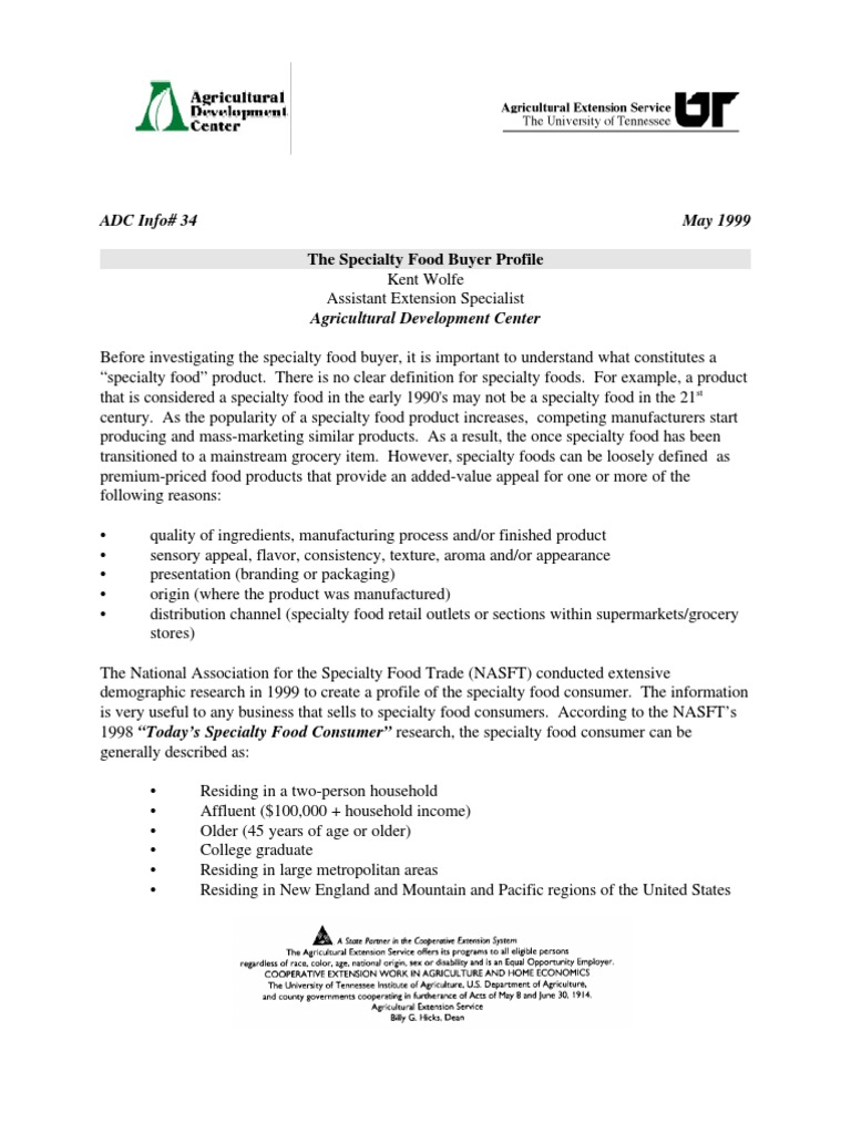 The Specialty Food Buyer Profile PDF Grocery Store Foods