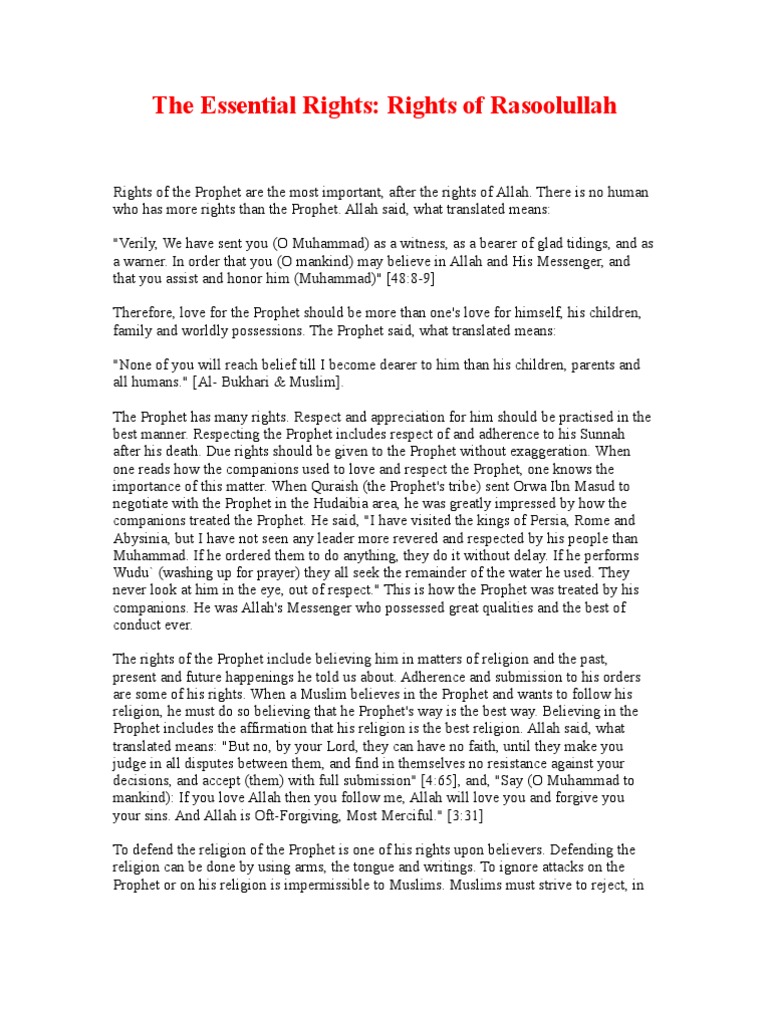Essential Rights of Prophet Muhammad | PDF | Muhammad | Prophets And ...