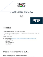 SBU CHE 321 Final F13 Review Slides