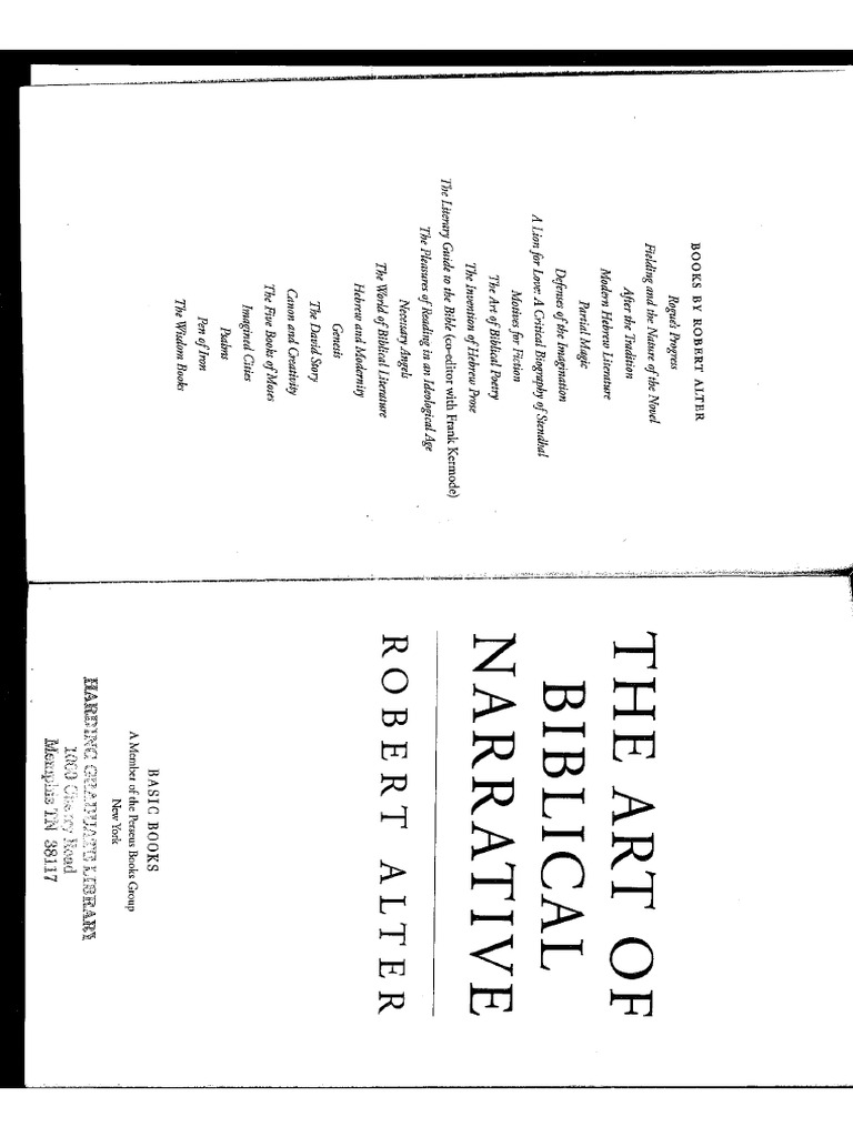 Robert Alter The Art of Biblical Narrative
