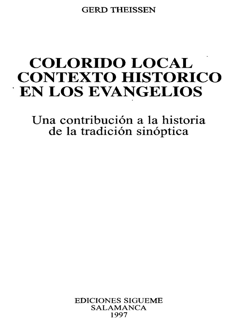 Colorido Local Contexto Historico de Los Evangelios Theissen, Gerd PDF