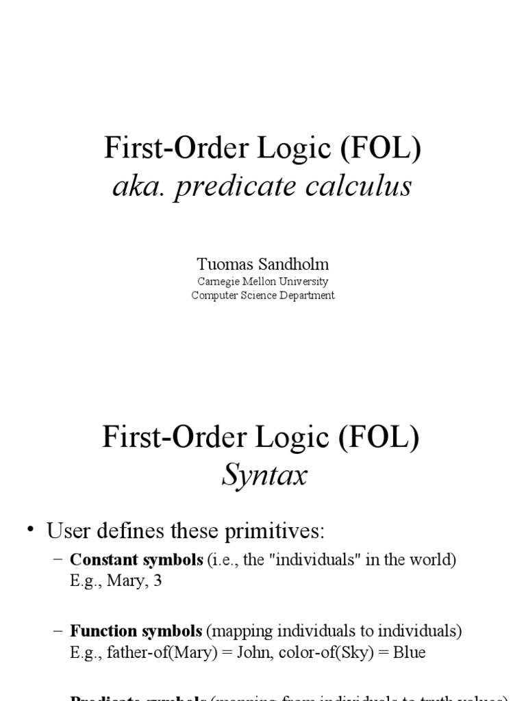 First Order Logic | PDF | First Order Logic | Interpretation (Logic)