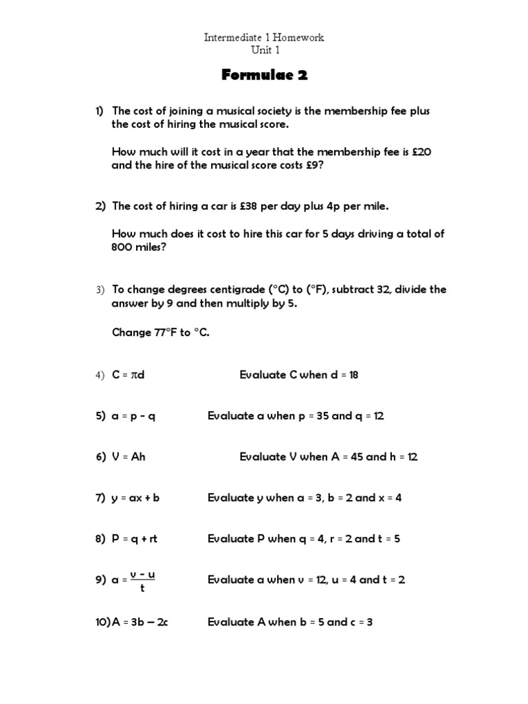 Formulae 2 | PDF