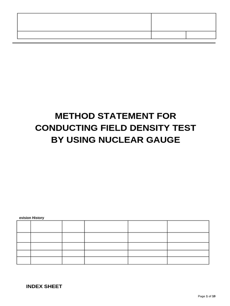 Nuclear Density Test Method Statement | PDF | Waste | Waste Management