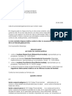 Denuncia Penal contra ayudantes de la OMS / 26.08.2009