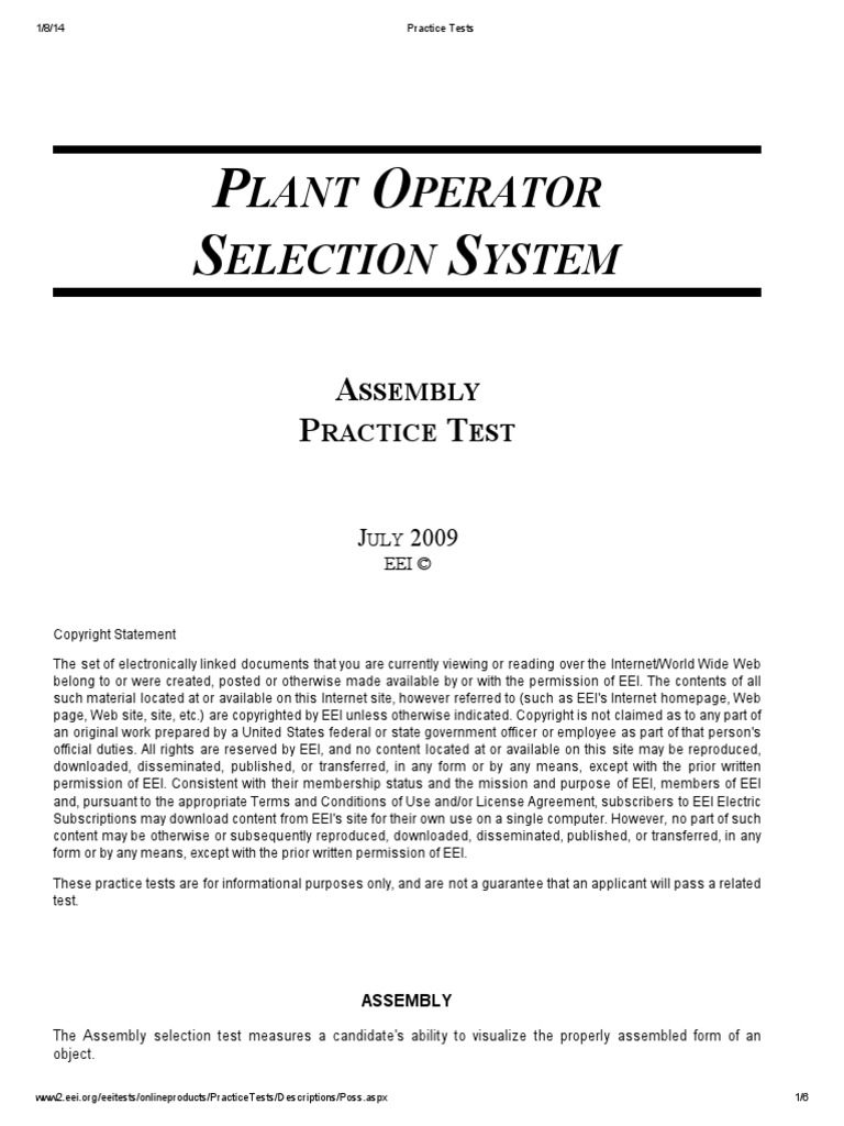 EEI Assembly Practice Test World Wide  Technology