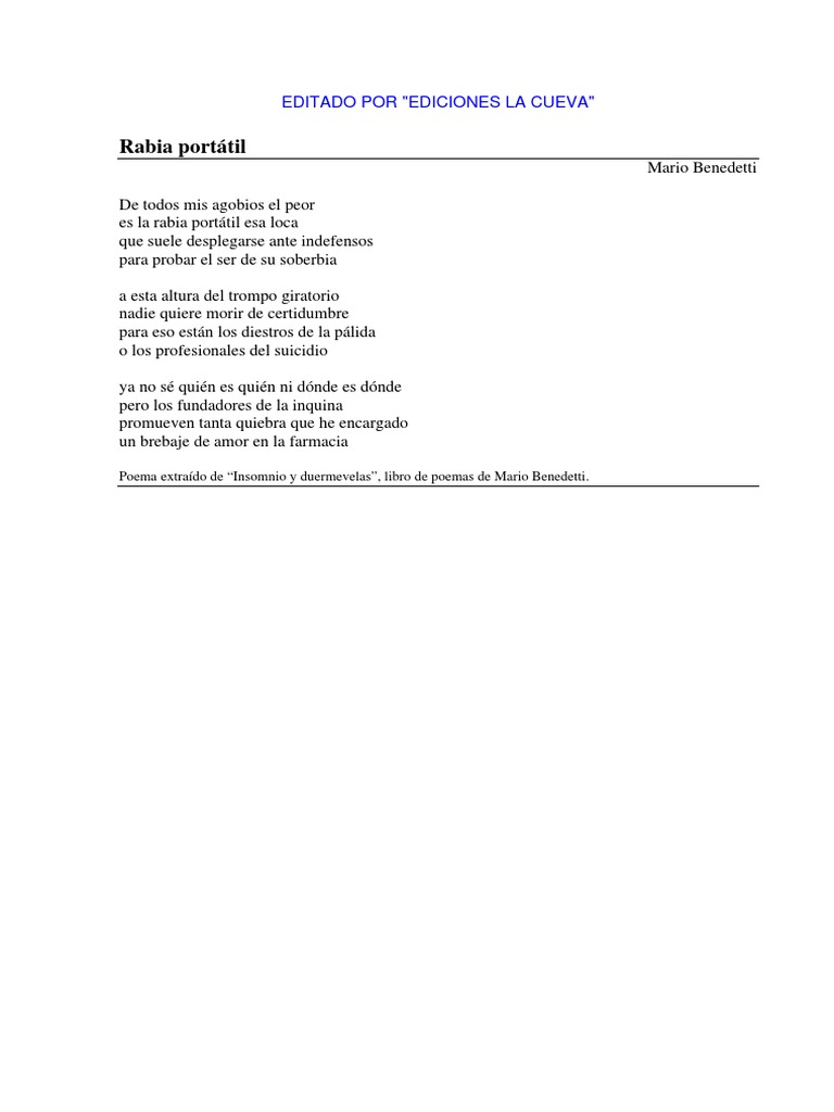Benedetti Mario - Rabia Portátil | PDF