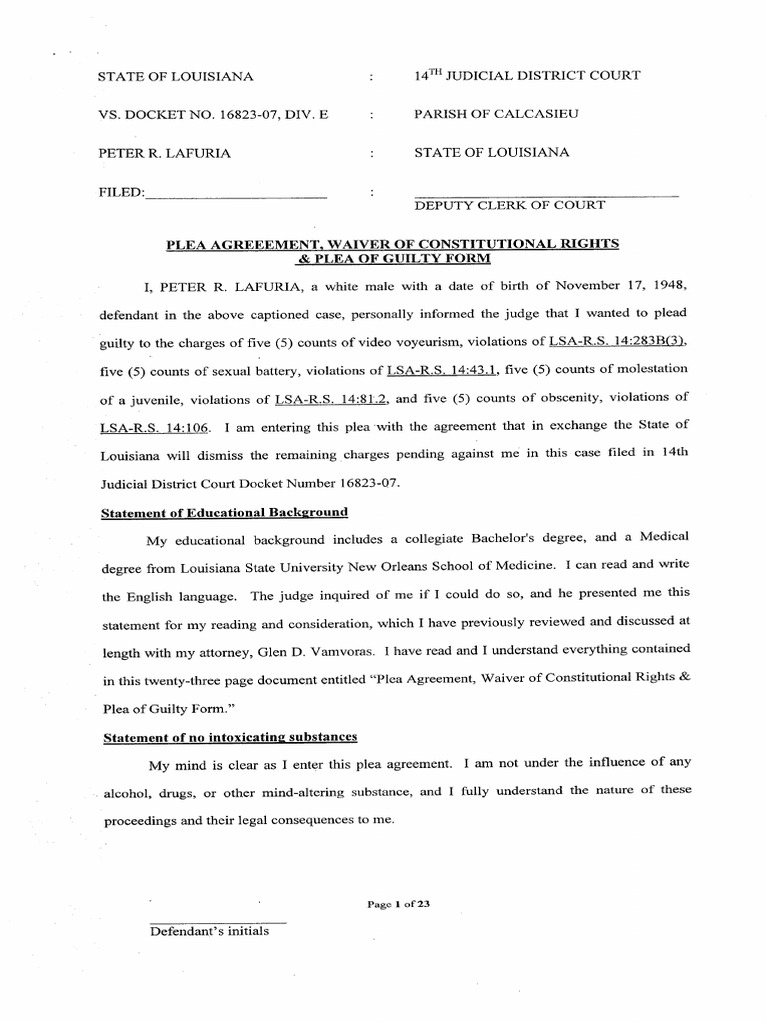 Peter LaFuria Plea Agreement | PDF