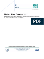 Center For Disease Control National Vital Statistics Reports: Births: Final Data For 2012