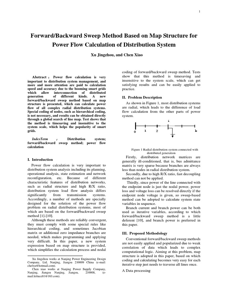 Forward/Backward Sweep Method Based On Map Structure For Power Flow ...