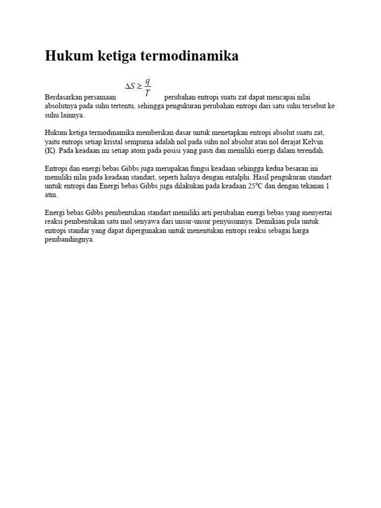 Hukum Ketiga Termodinamika