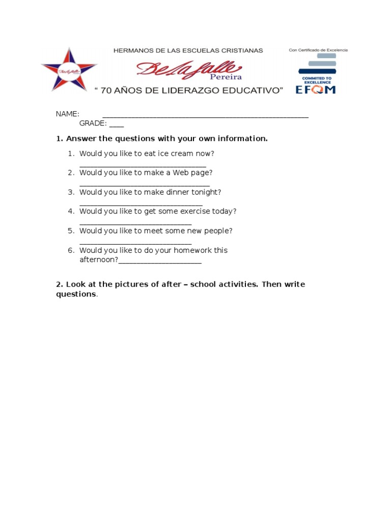 After-School Activity Worksheet | PDF