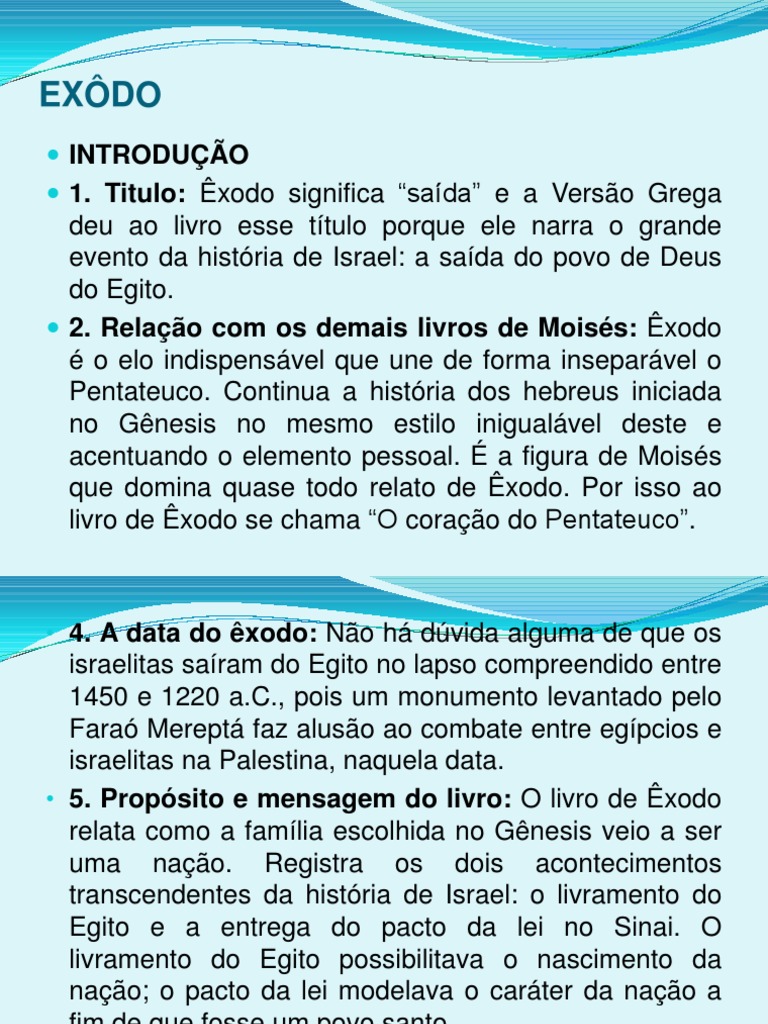 Resumo do Livro de Êxodo | PDF | Livro do Êxodo | Moisés