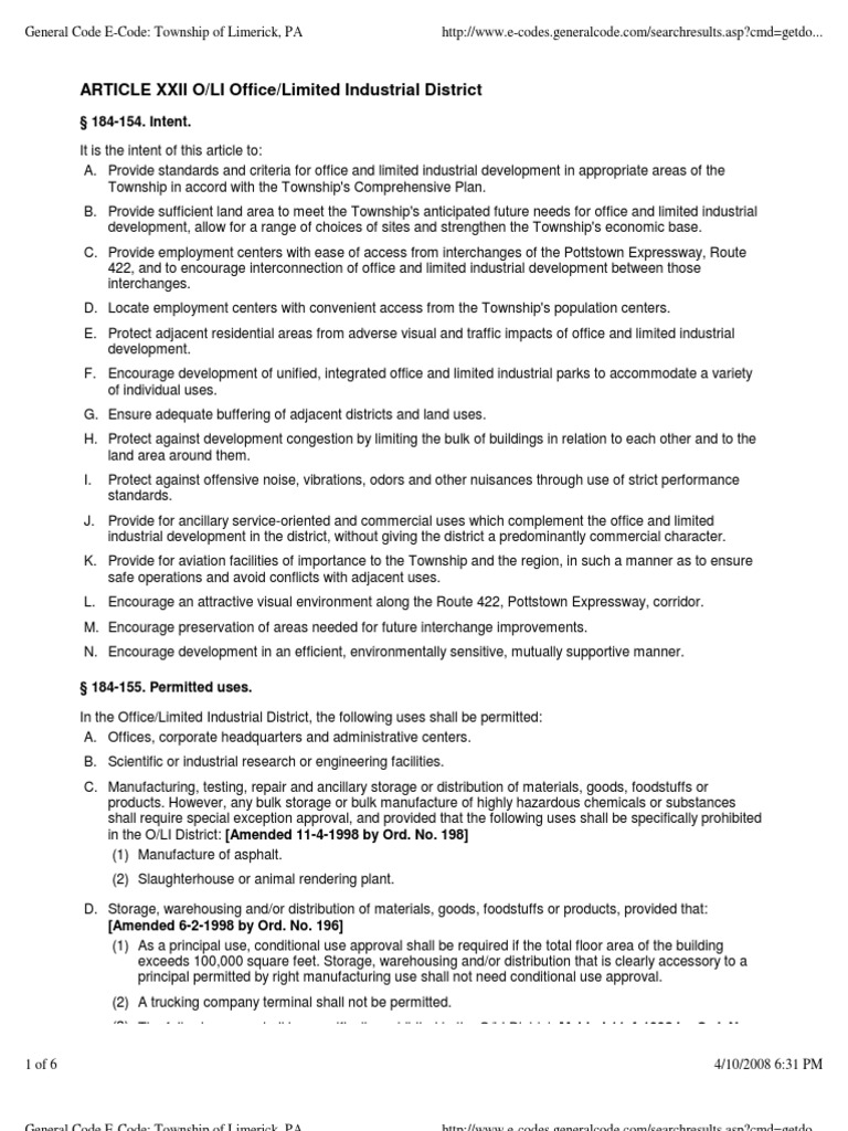 Oli Zoning Code Limerick TWP PDF Airport Runway