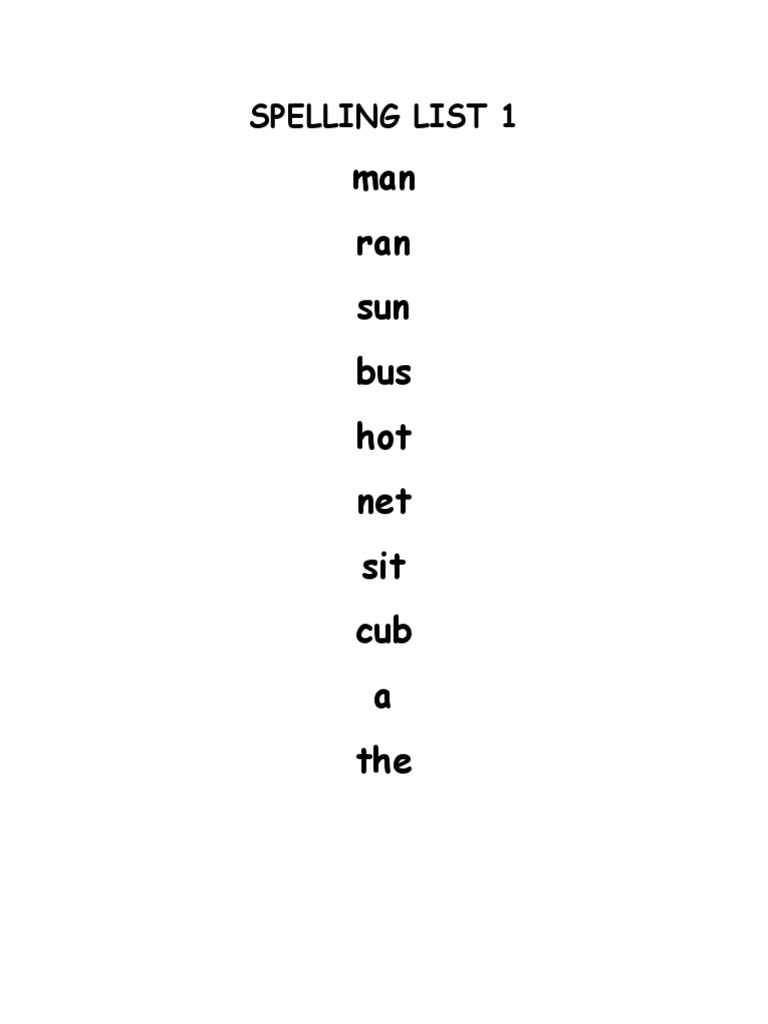 Basic Spelling List for Beginners | PDF