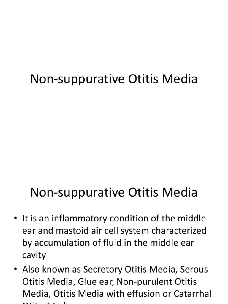 Non-Suppurative Otitis Media | PDF | Medical Specialties | Clinical ...