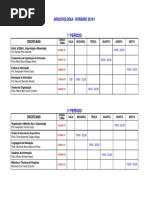 HORÁRIO 2014-1 - ARQUIVOLOGIA