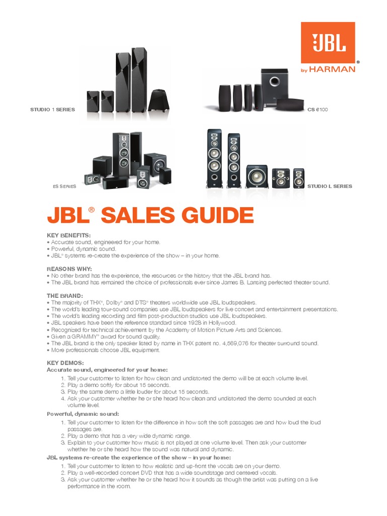 JBL Home Sales Guide Sep 2010.pdf Loudspeaker Sound Technology