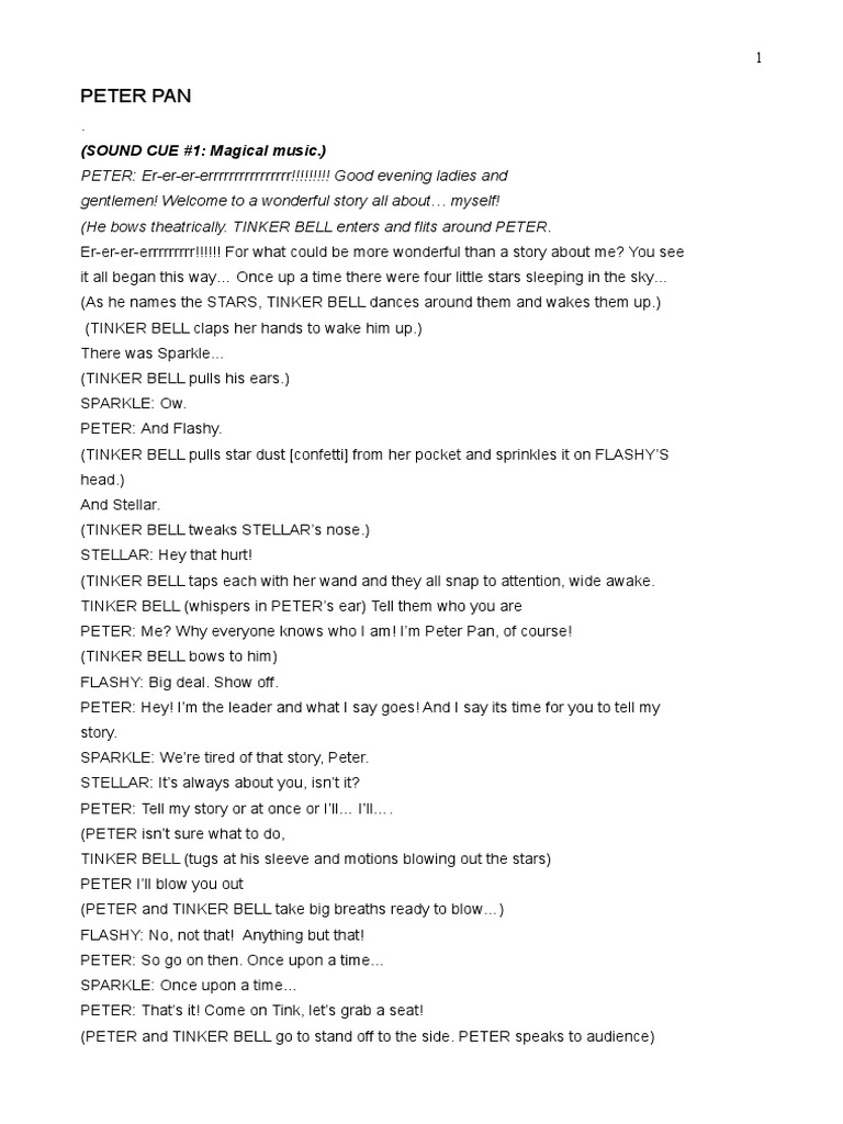 Peter pan playscript full version pdf violence nature