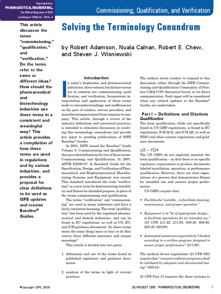 Commissioning and Qualification ASTM Approach | PDF | Verification And ...