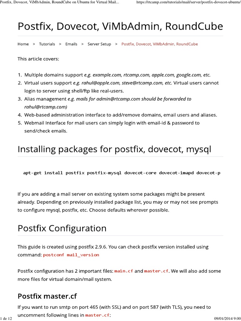Postfix & Dovecot Setup on Ubuntu | PDF | Network Service | Application ...