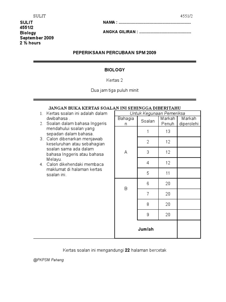 Q&A Bio k2 Trial Spm Phg 09  Meiosis  Synapse