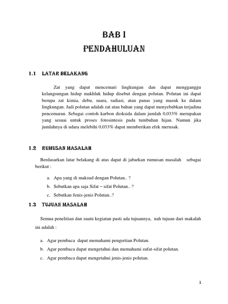 Makalah Tentang Polutan