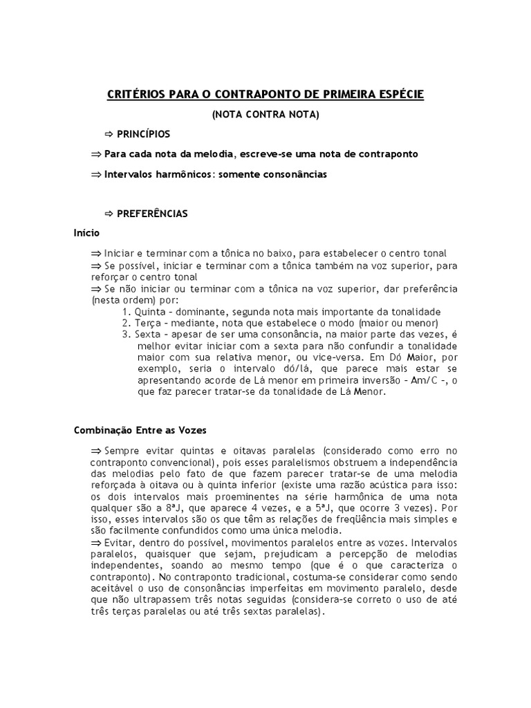 Contraponto 1a Especie | PDF | Acorde (música) | Intervalo (música)