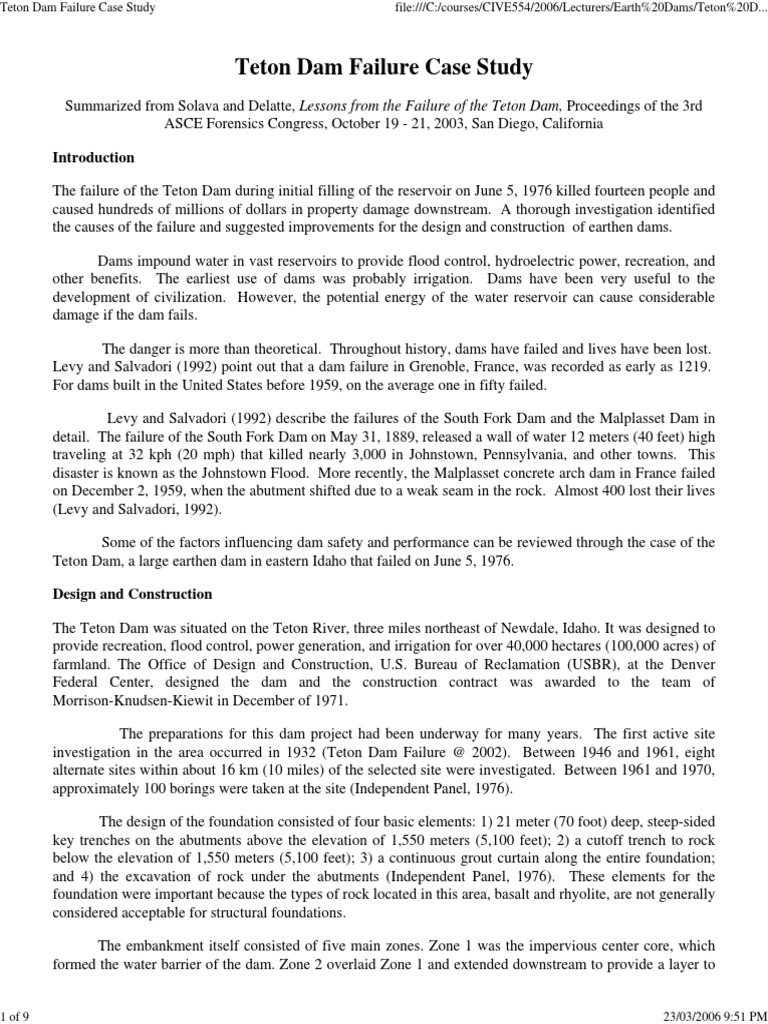 Teton dam before failure image