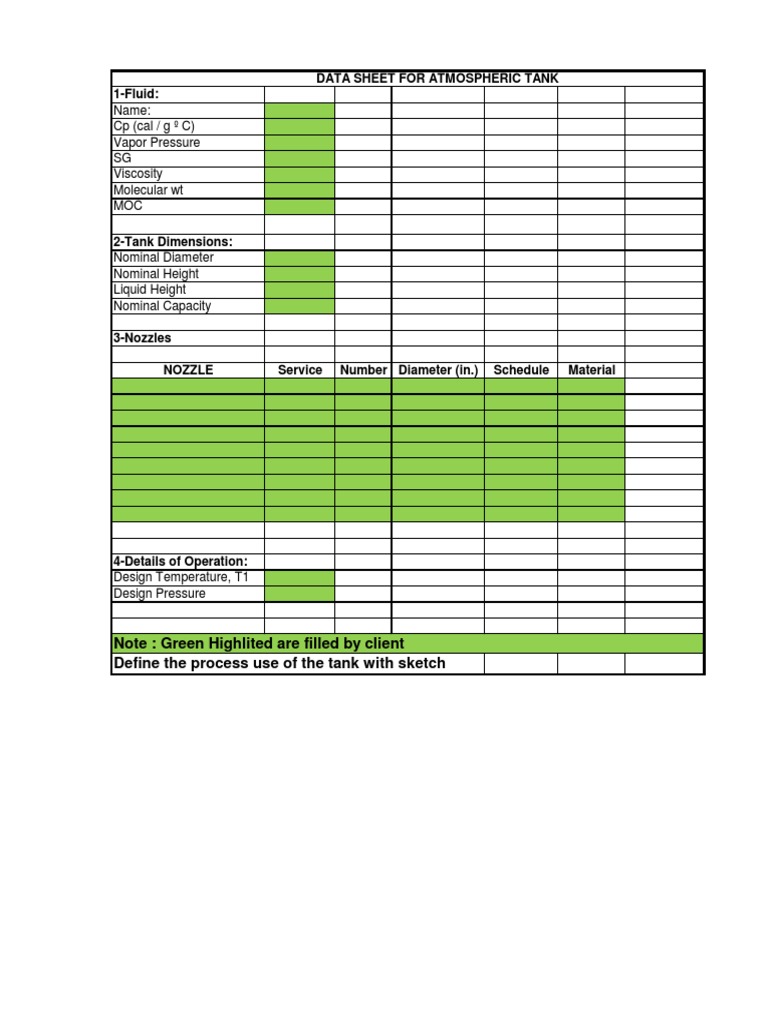 ATM Tank Datasheet Phases Of Matter Chemical Engineering