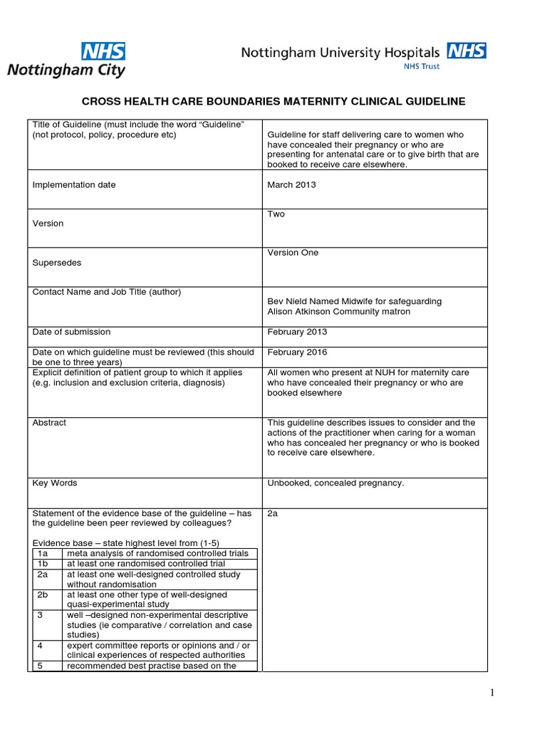 Women Who Have Concealed Their Pregnancy or Who Are Presenting For Ante